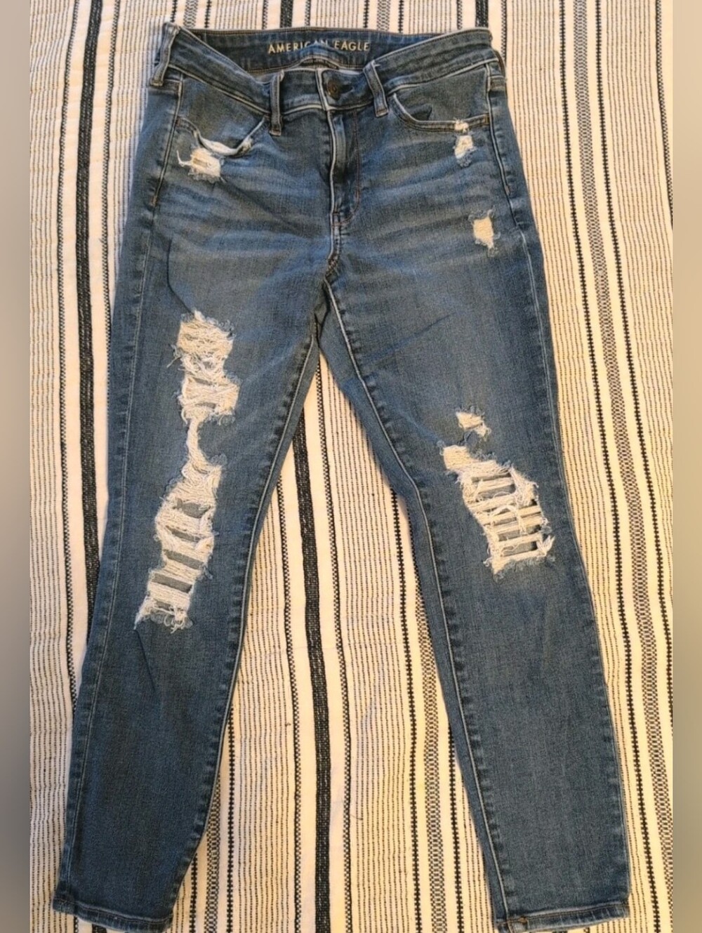 American Eagle Outfitters Distressed Dark Blue Jegging Crop